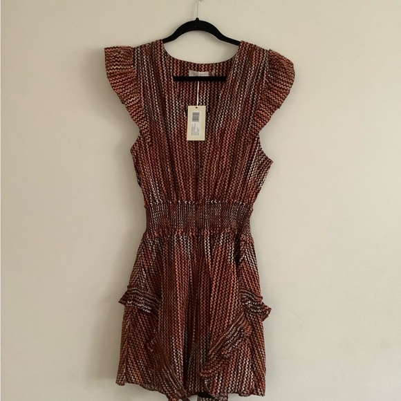 Ramy Brook Striped Mini Dress in Black and Brown - Picture 1 of 3
